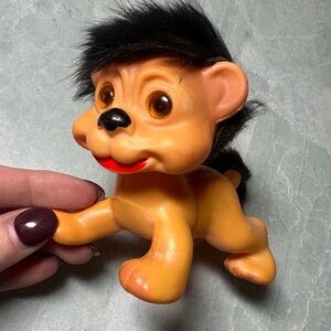 4 Inches Vintage 1960’s Thomas DAM LION TROLL Hair Amber Eyes Doll